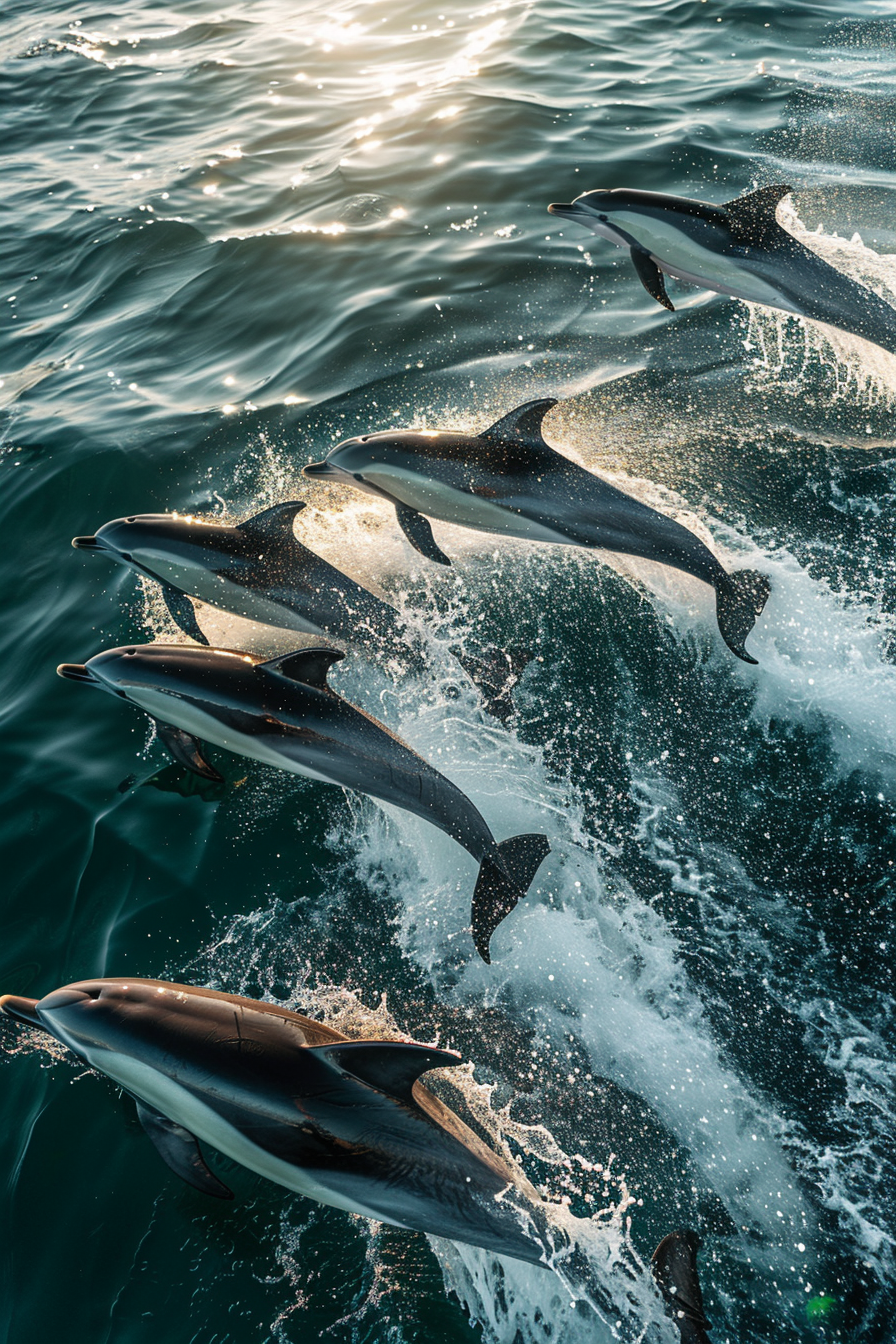 Family connection - dolphins swimming together