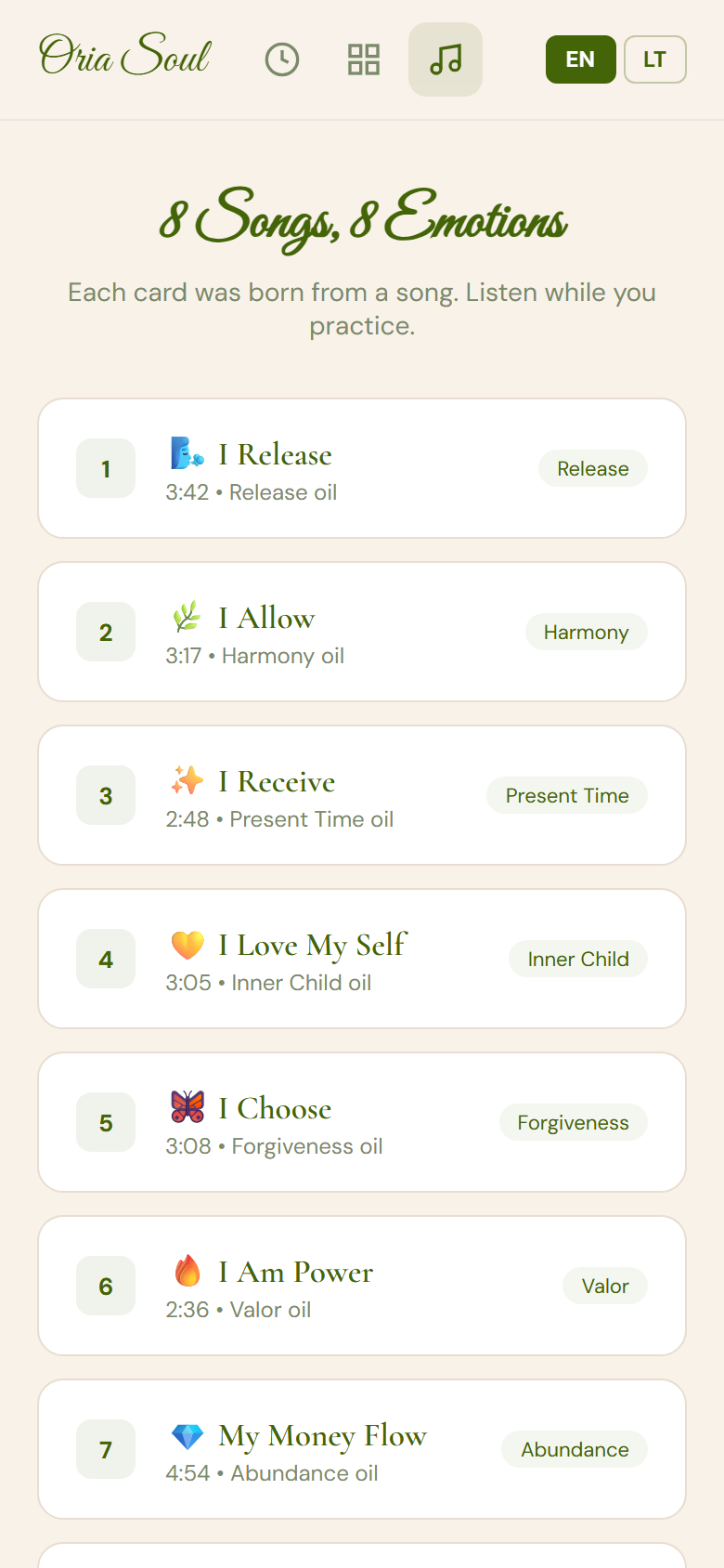 8 songs, 8 emotions - Spotify links